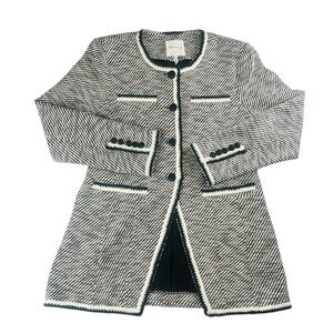 Anthropologie Black and Cream Tweed Jacket